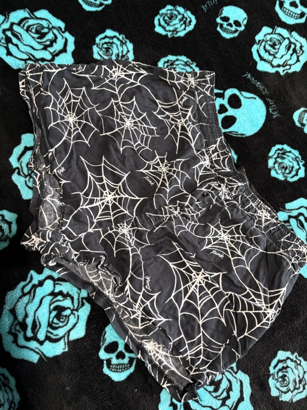 PINK Victoria's Secret Black & White Spiderweb Sleep Shorts